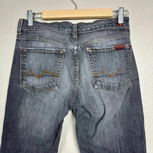 7 for all Mankind Bootcut Low Rise Jeans Faded Black Denim Size 28 - Picture 7 of 9